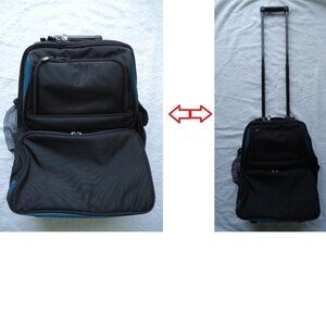 Convertible Wheeled Laptop Backpack, Black/Teal